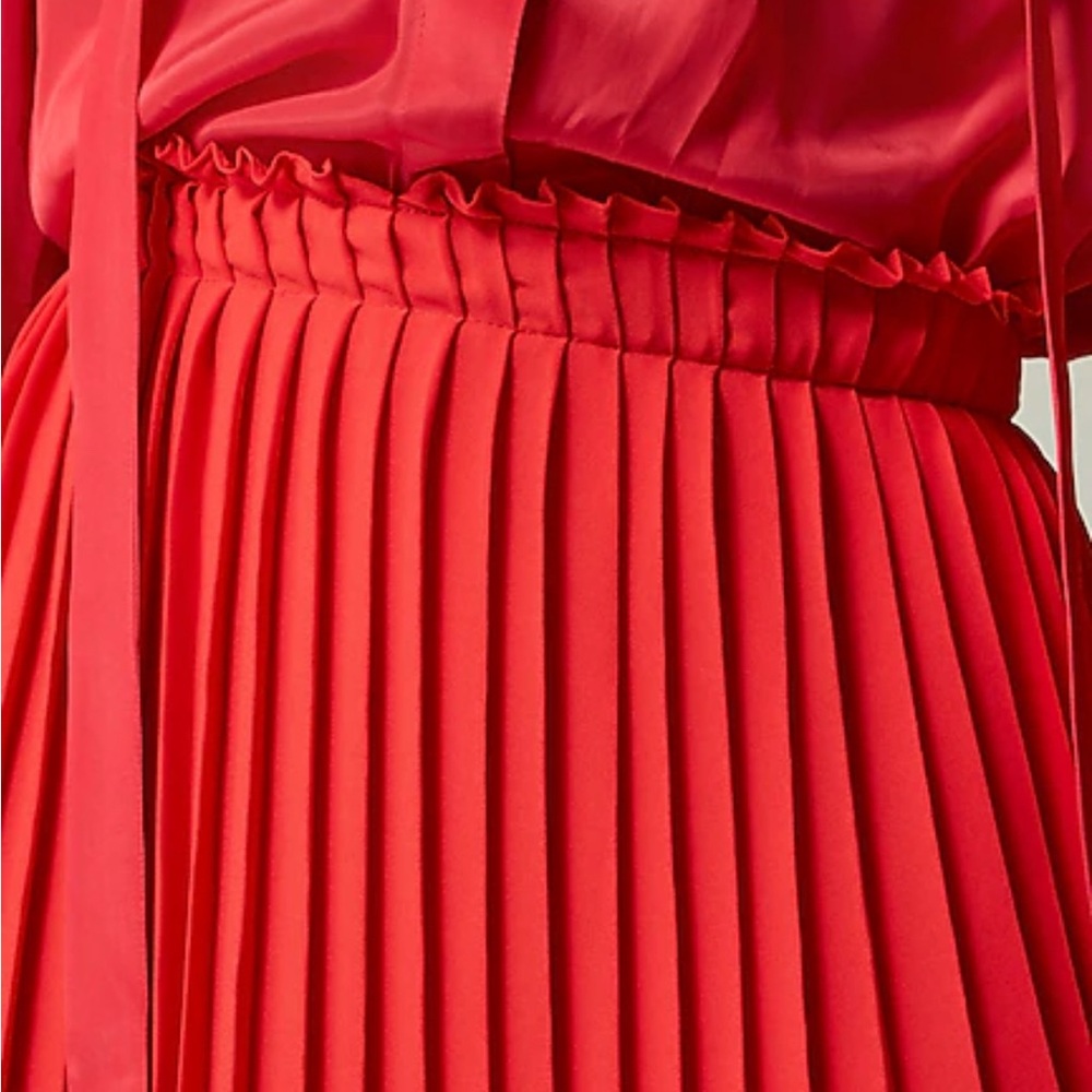 J. Crew Red Pleated Maxi Skirt - Picture 2 of 12